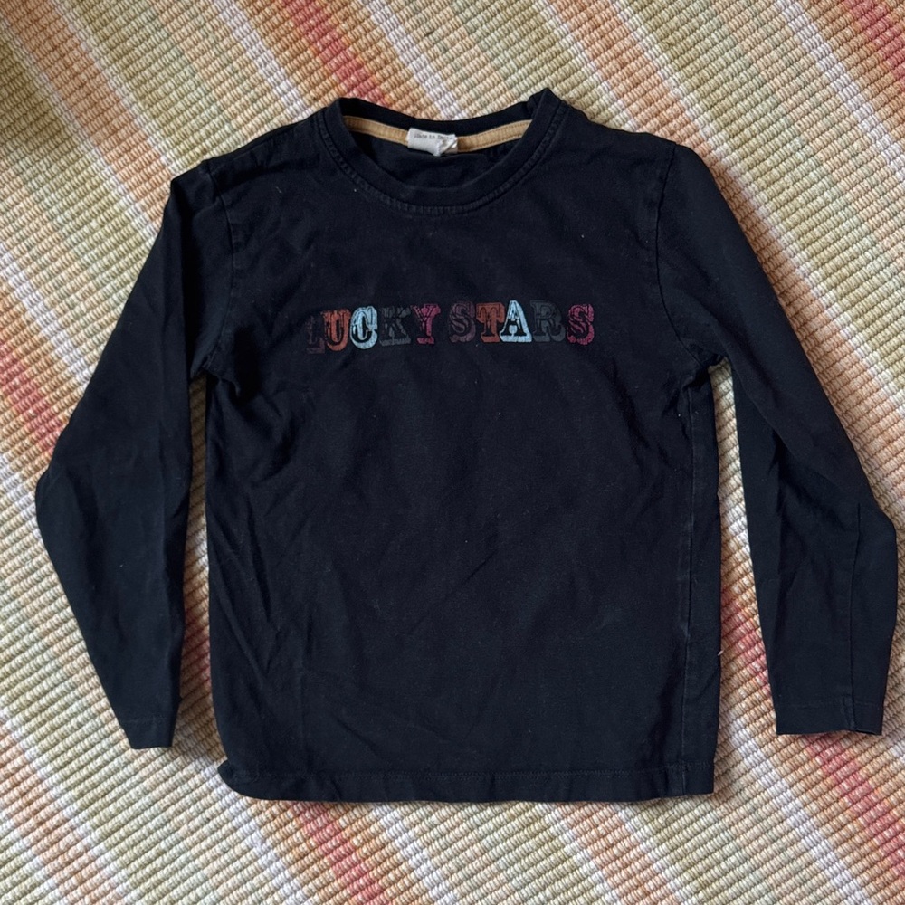Turtledove London Black Long Sleeve Tee with Colorful 'Lucky Stars'